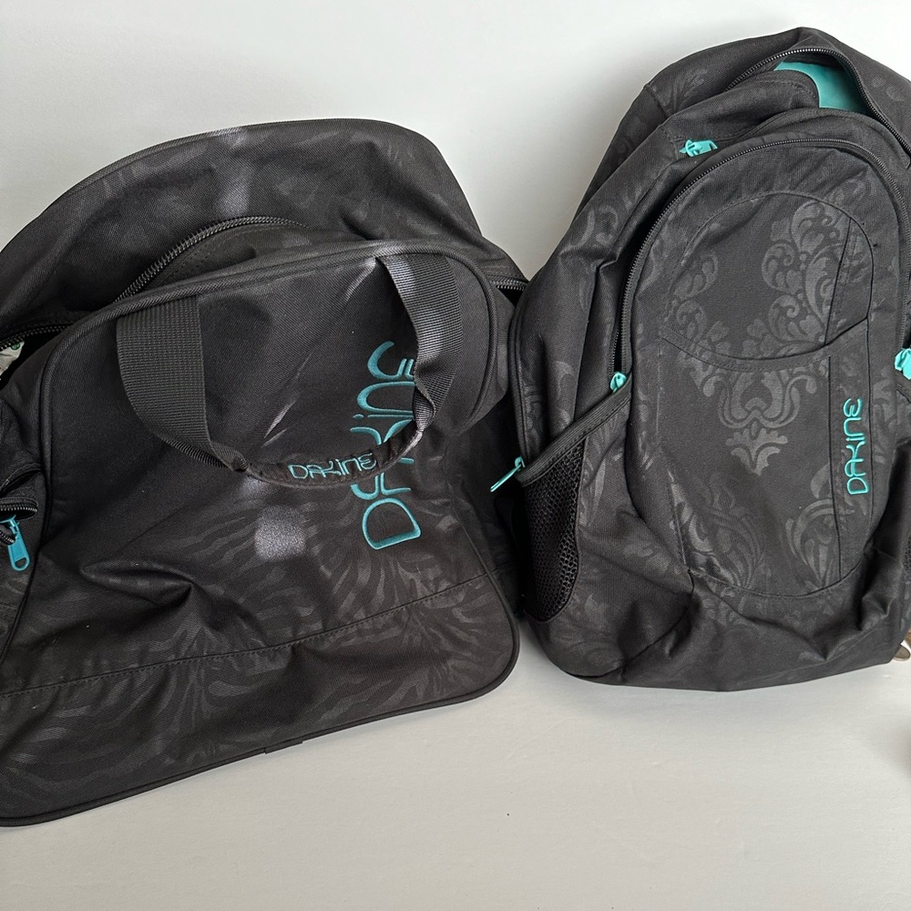 Dakine backpack and Dakine snow boots bag.